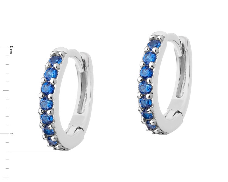 Rhodium Plated Silver Hoop Earring with Spinel