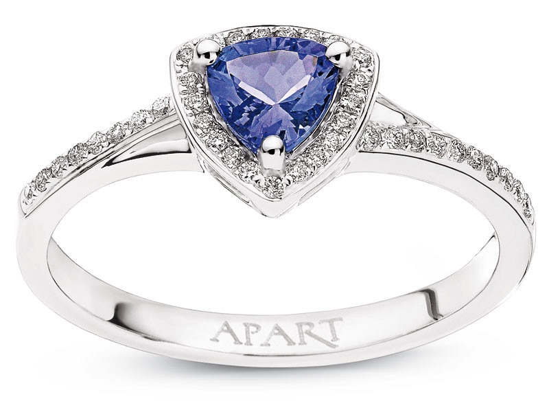 White gold ring with brilliants and tanzanite - fineness 14 K