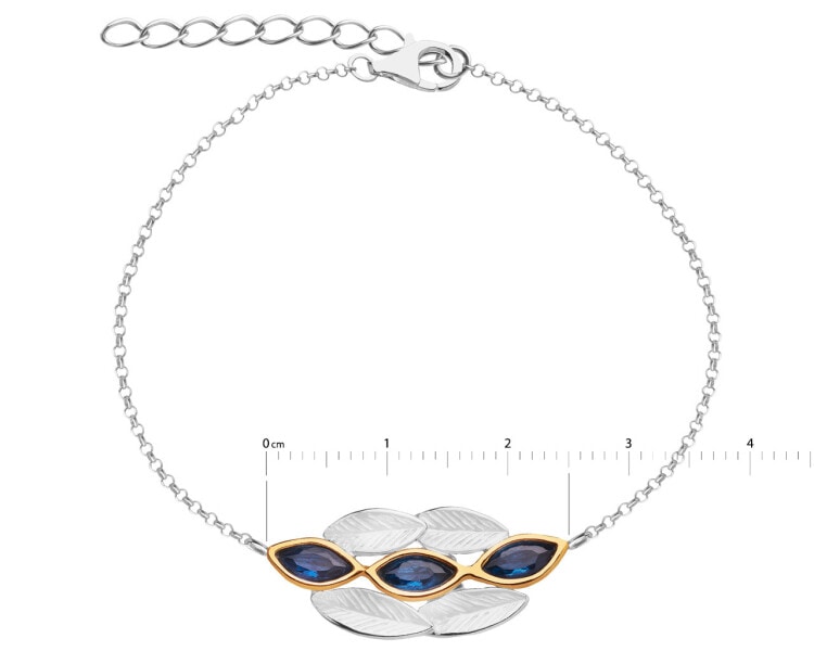 Rhodium-Plated Silver, Gold-Plated Silver Bracelet with Murano Glass