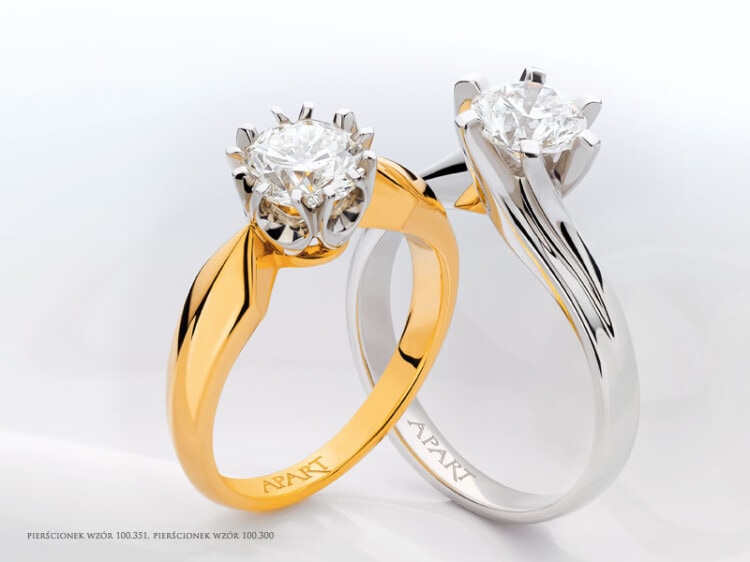 Yellow gold and platinum ring with brilliant 1 ct - fineness 750