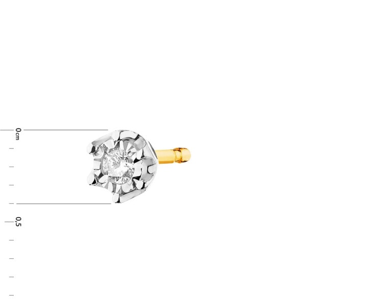 Yellow and white gold earrings with diamonds 0,02 ct - fineness 585