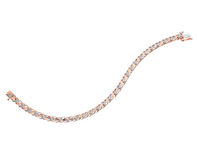 Bransoletka z różowego złota z diamentami - 18 cm, 0,35 ct - próba 585