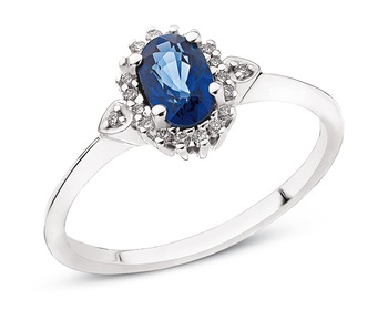 White gold ring with brilliants and sapphire 0,08 ct - fineness 14 K