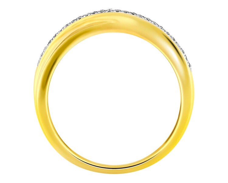 Pierścionek z żółtego złota z diamentami 0,15 ct - próba 585