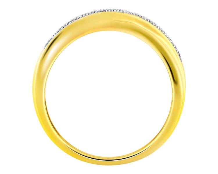 Pierścionek z żółtego złota z diamentami 0,08 ct - próba 585