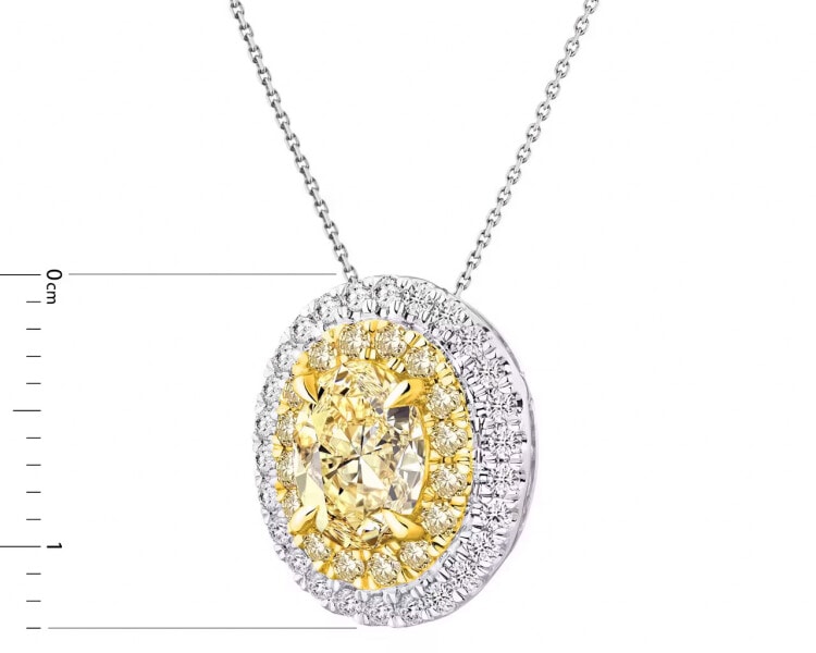 18 K White Gold, Yellow Gold Pendant with Diamonds - 1,34 ct - fineness 750