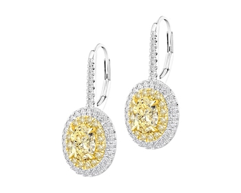 Kolczyki z białego i żółtego złota z diamentami - VVS1-VVS2 / Fancy Light Yellow 2,71 ct - próba 750