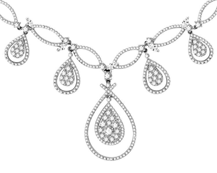 White gold necklace with diamonds 3,93 ct - fineness 14 K