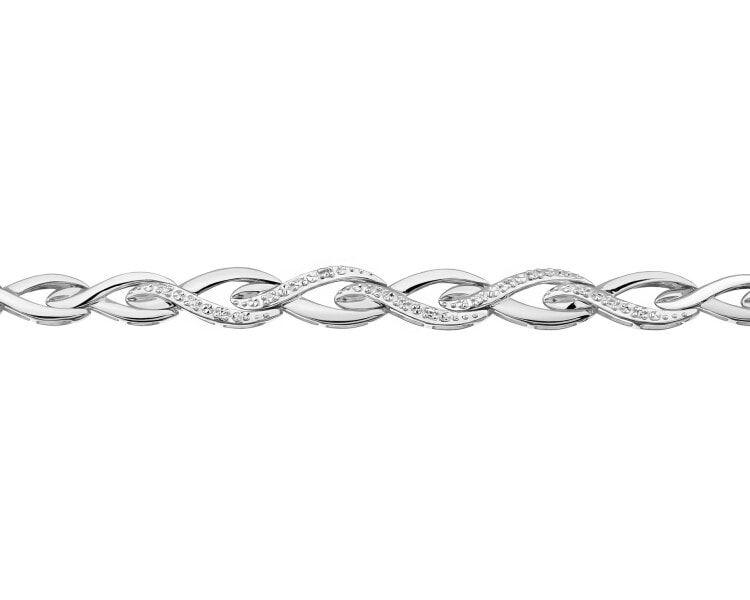 Náramek z bílého zlata s diamanty - 18 cm - 0,05 ct - ryzost 585