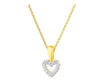 Zlatý přívěsek s diamanty  - srdce 0,03 ct - ryzost 585