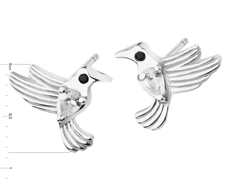 Kolczyki srebrne ze spinelem i cyrkoniami - kolibry