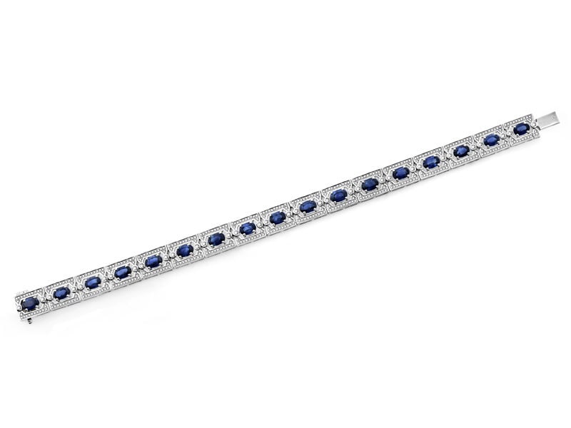 White gold bracelet with diamonds and sapphires - fineness 14 K