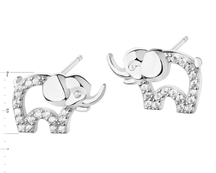 Kolczyki srebrne z cyrkoniami - słonie