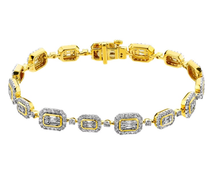 14 K Rhodium-Plated Yellow Gold Bracelet 2,68 ct - fineness 14 K