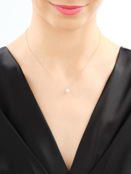Náhrdelník z růžového a bílého zlata s brilianty - 0,22 ct - ryzost 585