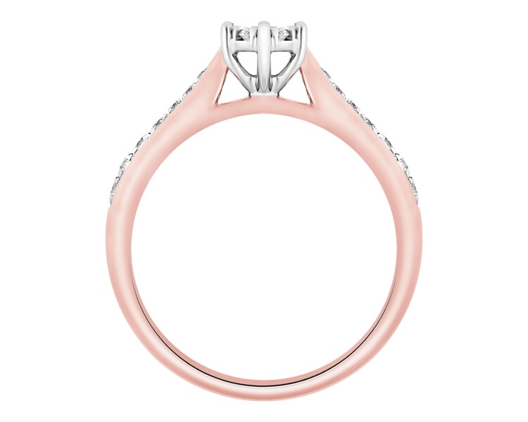 Prsten z růžového a bílého zlata s brilianty - 0,25 ct - ryzost 585