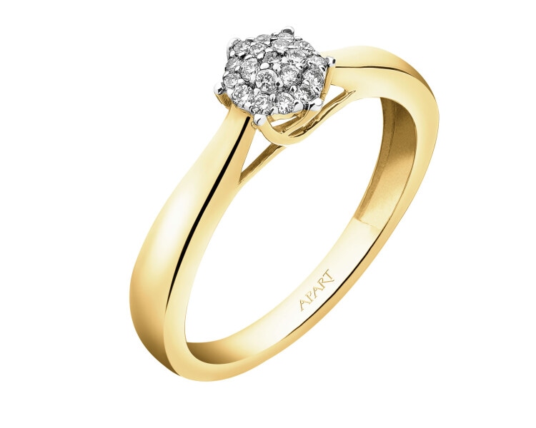 Zlatý prsten s brilianty 0,13 ct - ryzost 585