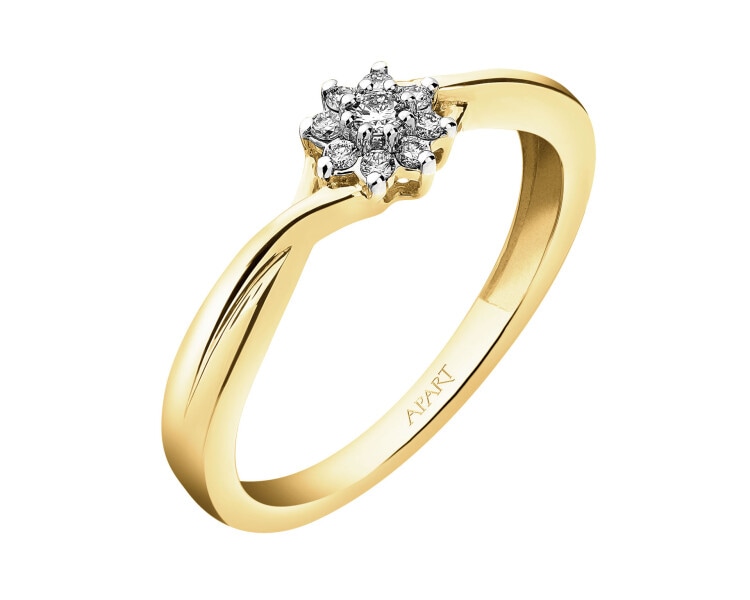 Zlatý prsten s brilianty 0,10 ct - ryzost 585