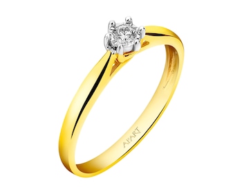 Prsten ze žlutého a bílého zlata s briliantem 0,06 ct - ryzost 585