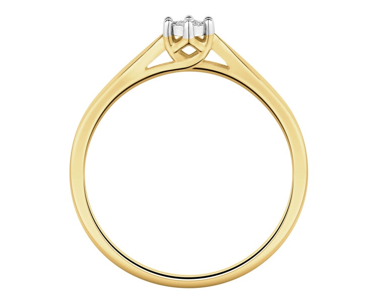 585 Yellow And White Gold Plated Ring with Diamond - 0,06 ct - fineness 585