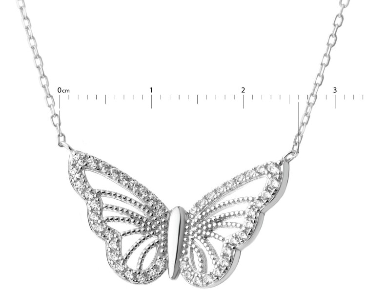 Naszyjnik srebrny z cyrkoniami - motyl
