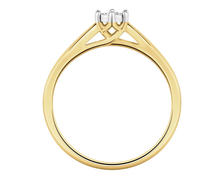 585 Yellow And White Gold Plated Ring with Diamond - 0,10 ct - fineness 585