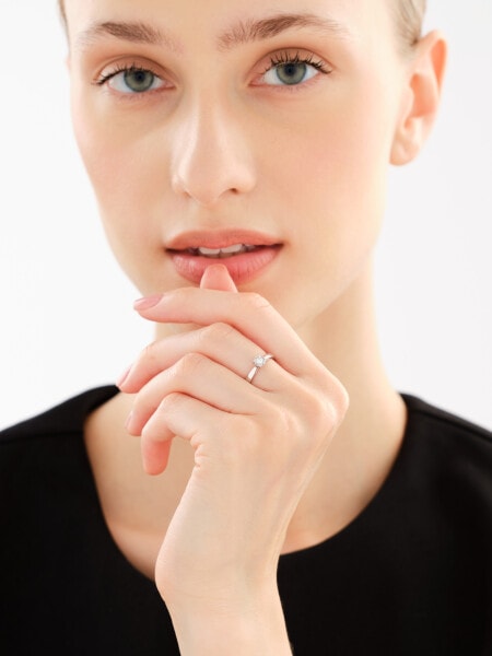 Pierścionek z białego złota z brylantem - 0,04 ct - próba 585