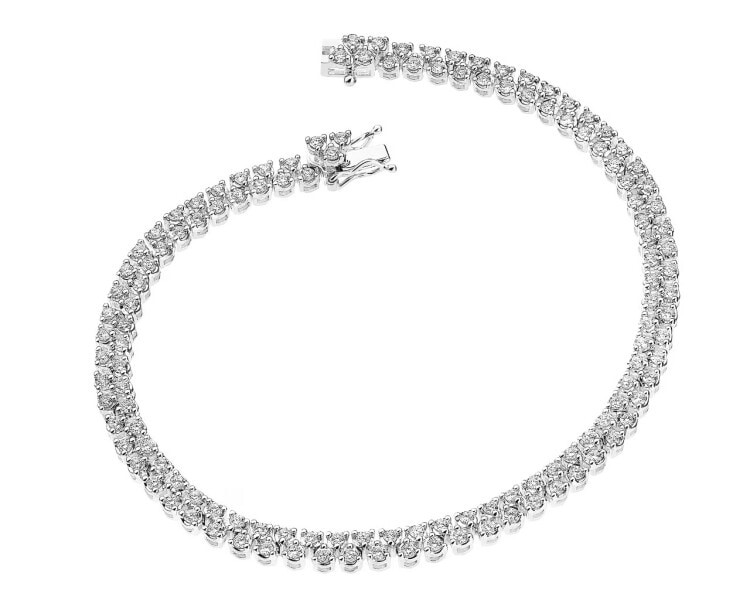14 K Rhodium-Plated White Gold Bracelet with Diamonds 2,01 ct - fineness 14 K