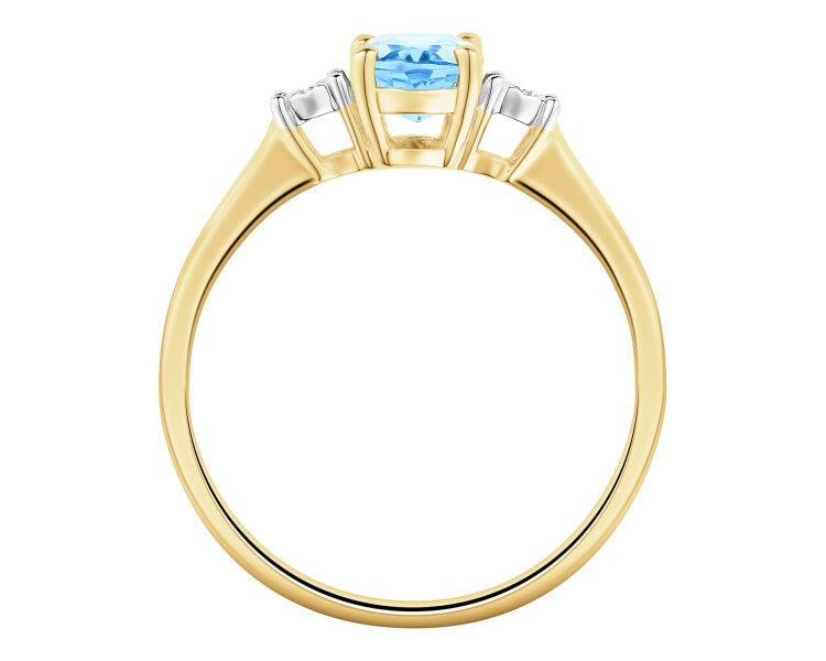 9 K Rhodium-Plated Yellow Gold Ring - fineness 9 K