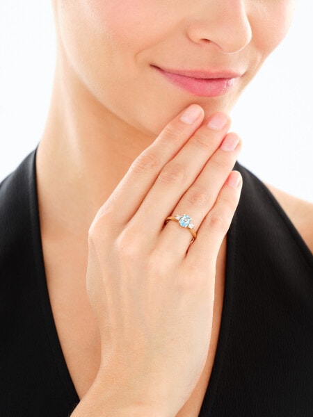 9 K Rhodium-Plated Yellow Gold Ring - fineness 9 K