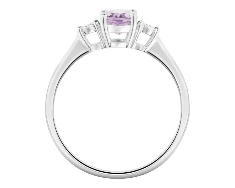 9 K Rhodium-Plated White Gold Ring - fineness 9 K