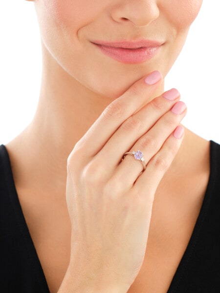 9 K Rhodium-Plated White Gold Ring - fineness 9 K