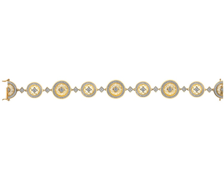 Bransoletka z żółtego złota z diamentami - 18 cm - 1 ct - próba 585