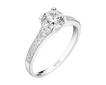 White gold diamond ring 1 ct - fineness 14 K