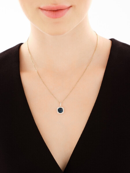 Zlatý přívěsek s diamanty a topazem London Blue - ryzost 585
