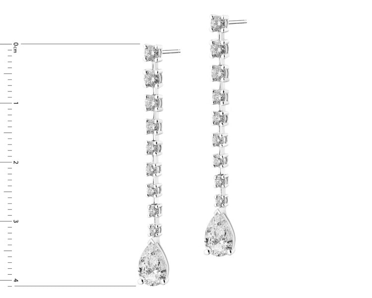 18 K Rhodium-Plated White Gold Dangling Earring - 2,45 ct - fineness 18 K