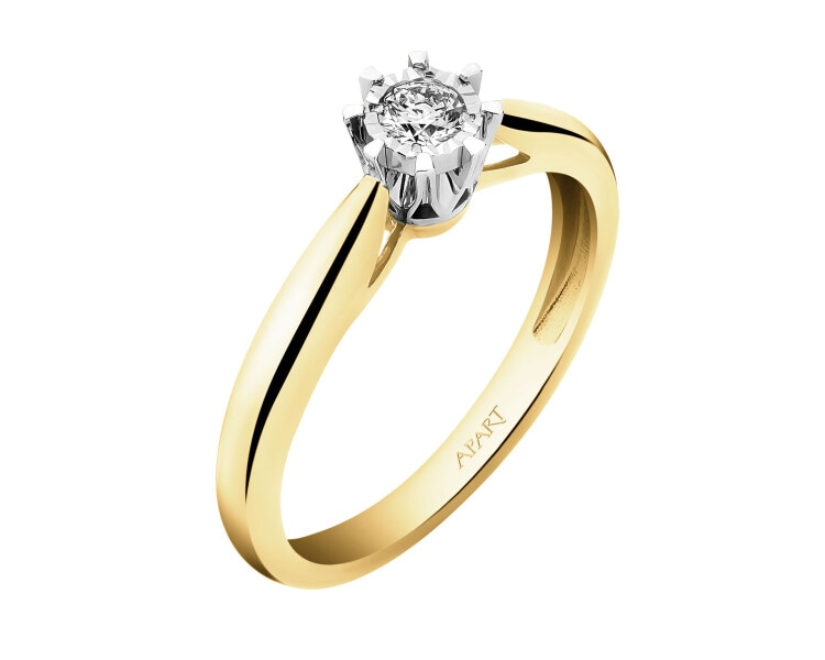 Prsten ze žlutého a bílého zlata s briliantem 0,10 ct - ryzost 585