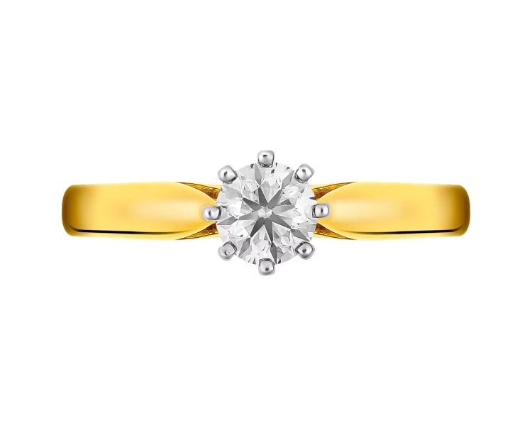 Prsten ze žlutého a bílého zlata s briliantem - SI2/H 0,50 ct - ryzost 585
