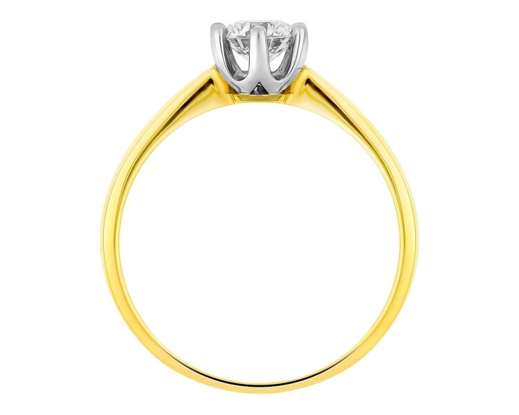 14ct Yellow Gold Ring with Diamond 0,44 ct - fineness 14 K