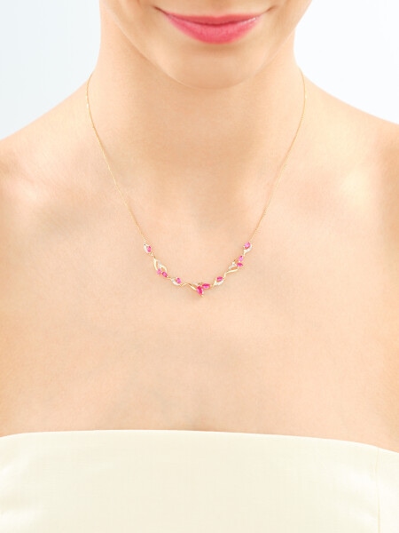 9 K Rhodium-Plated Yellow Gold Necklace - fineness 9 K