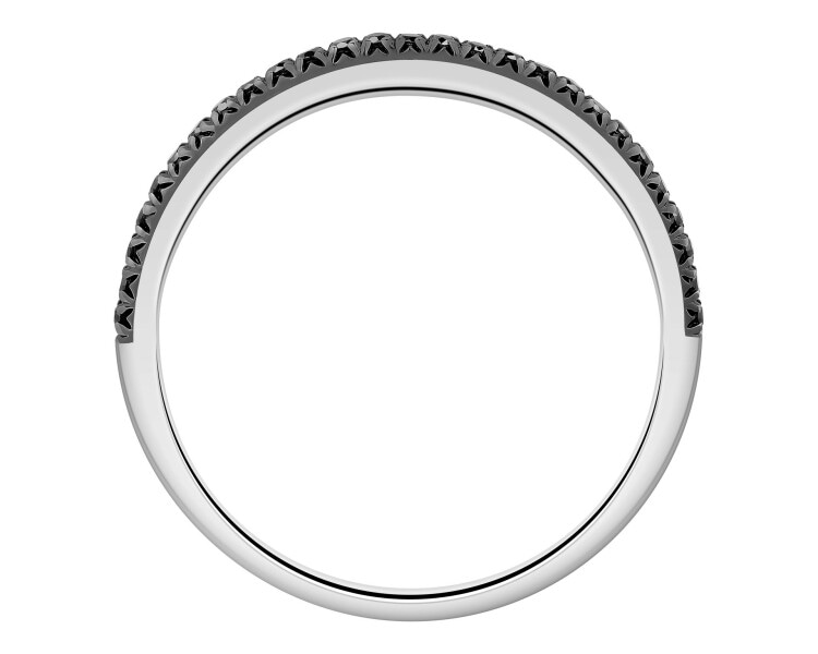 Pierścionek z białego złota z czarnymi brylantami - 0,10 ct - próba 375