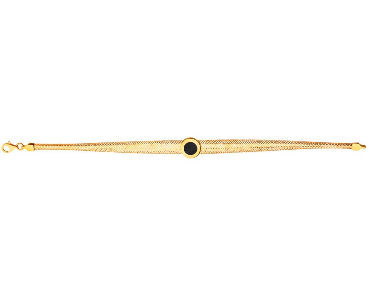 Złota bransoletka elastyczna z emalią