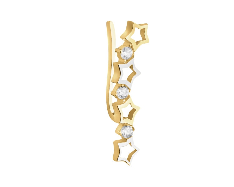 8 K Rhodium-Plated Yellow Gold Ear Cuff with Cubic Zirconia