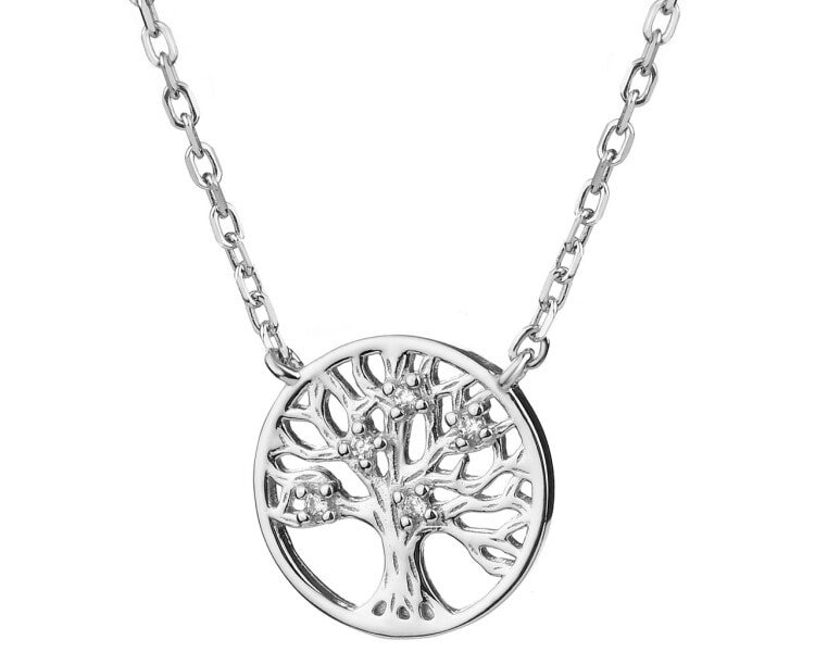 Stříbrný náhrdelník se zirkony - strom