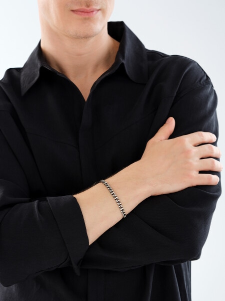 Ruthenium-Plated Silver Bracelet