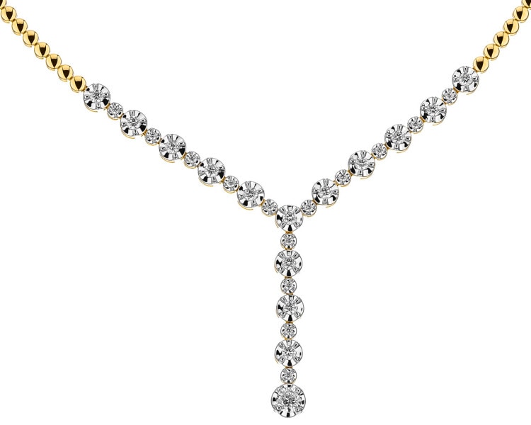 Zlatý náhrdelník s diamanty - 43 cm 1,05 ct - ryzost 585