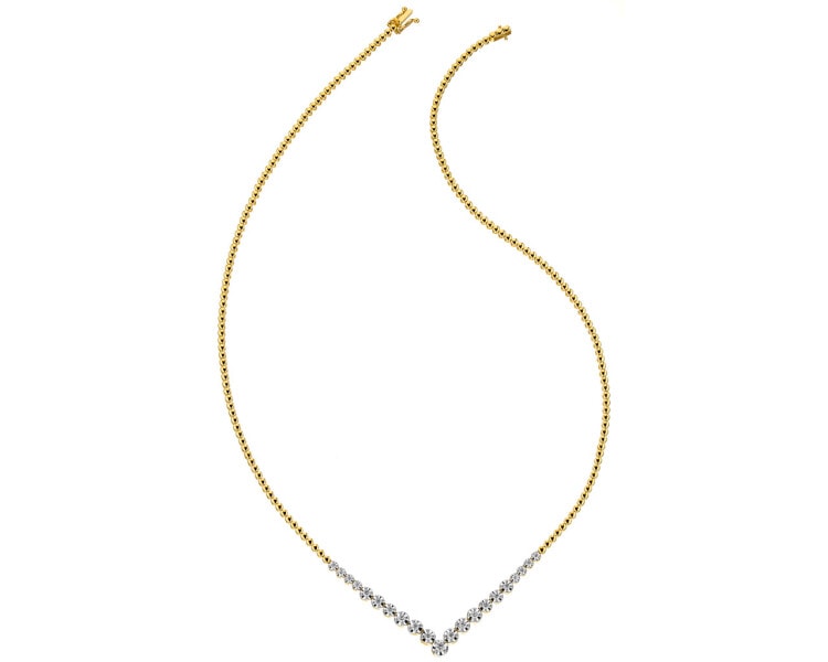 Zlatý náhrdelník s diamanty - 43 cm 0,49 ct - ryzost 585