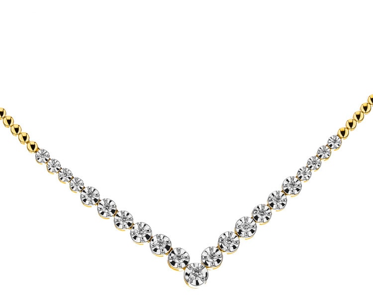 Zlatý náhrdelník s diamanty - 43 cm 0,49 ct - ryzost 585