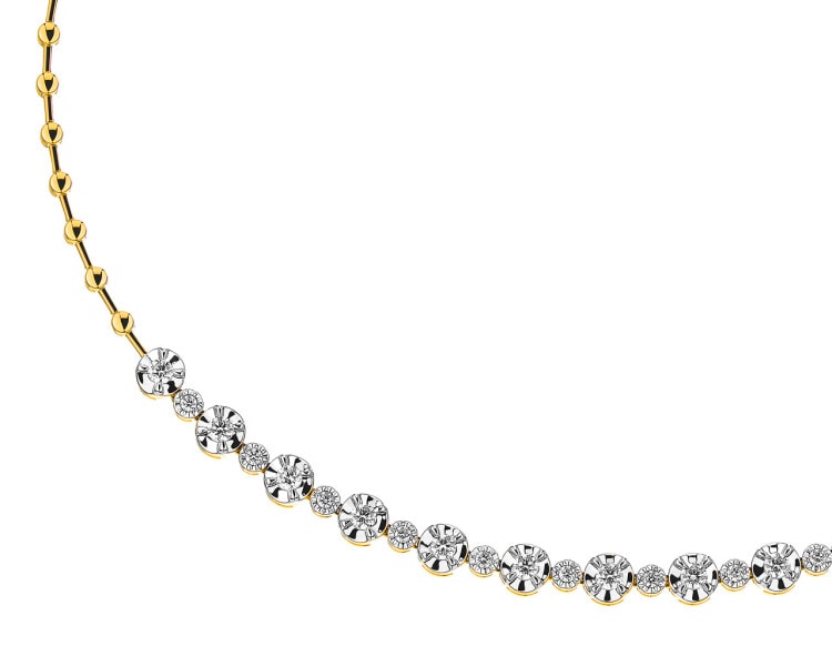 Zlatý náhrdelník s diamanty - 43 cm 0,89 ct - ryzost 585