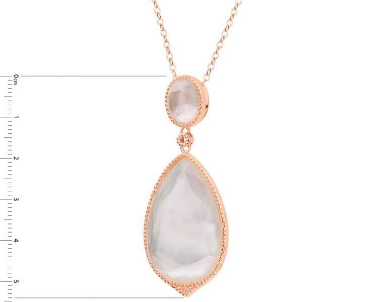 Pozlacený náhrdelník z mosazi s perletí a skleněnými detaily
